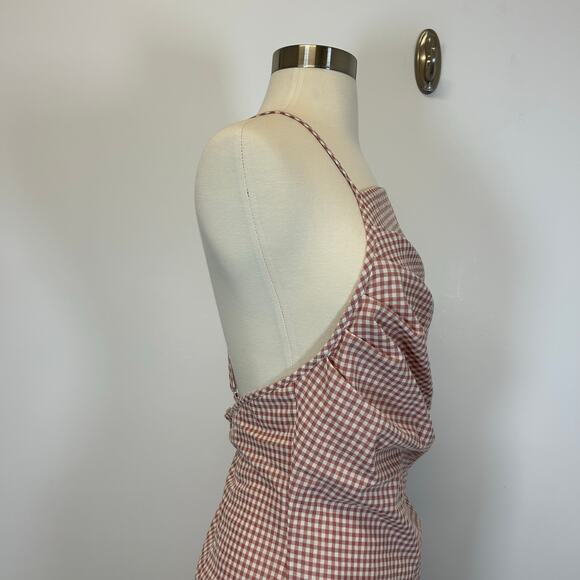 Lulus Summery Little Thing Pink Gingham Sleeveless Ruched Mini Dress Size L - Picture 4 of 12